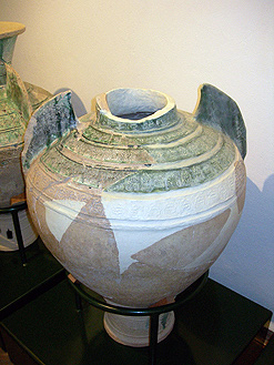 Water pot with glaze and stamped decoration