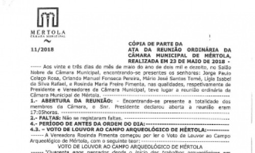 Voto de Louvor - C.M. Mértola ao CAM